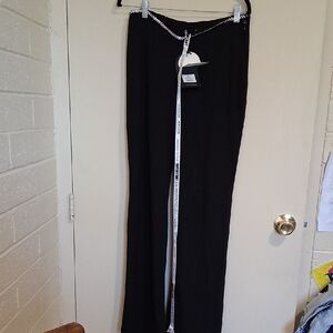 Black Wide-Leg Pants with Belt